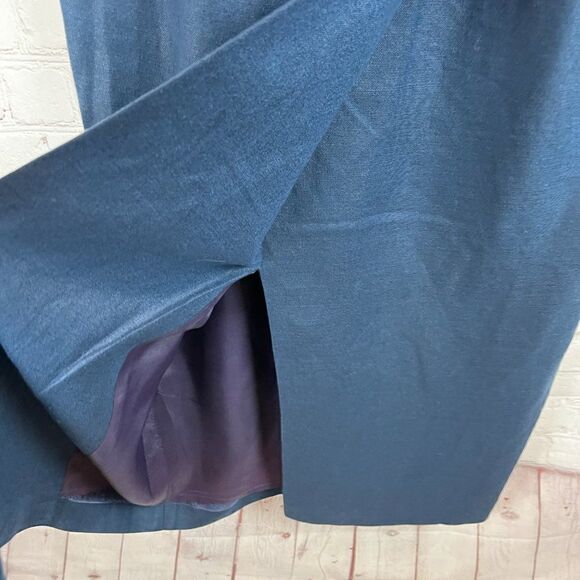TALBOTS blue linen blend faux wrap faux skirt suit dress size 8 Vintage - Picture 4 of 9